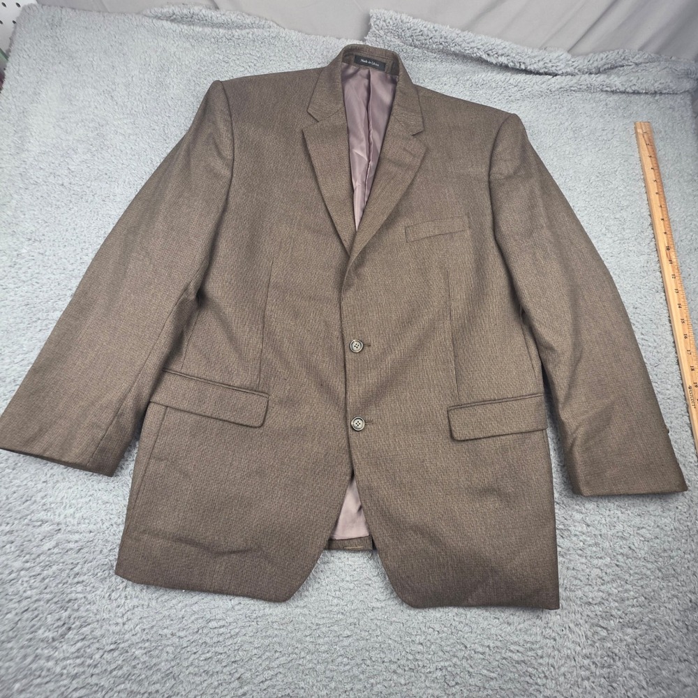 Chaps Sport Coat Mens 44R Brown Textured Two Button Notch Lapel Blazer